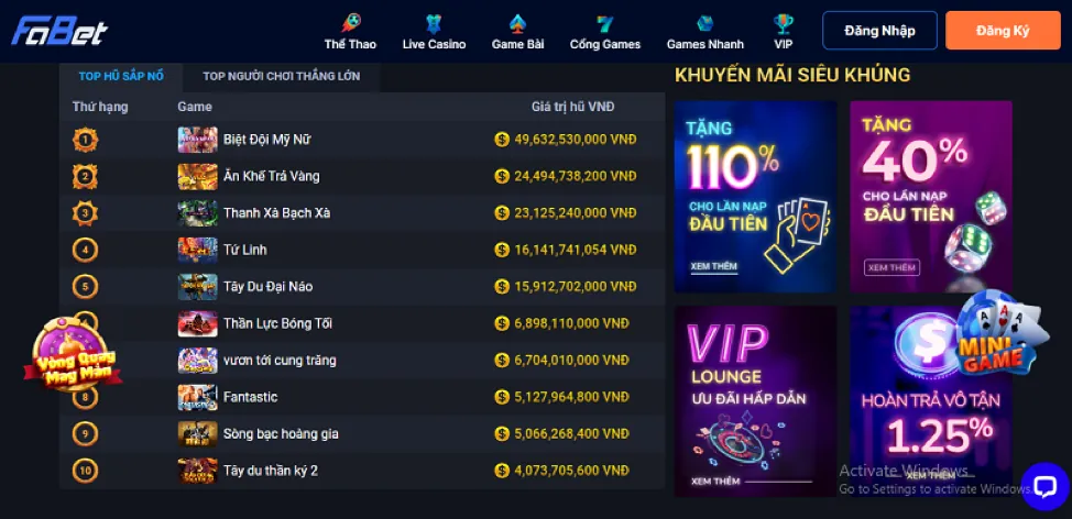 Đa dạng game nổ hũ tại Sinlebet